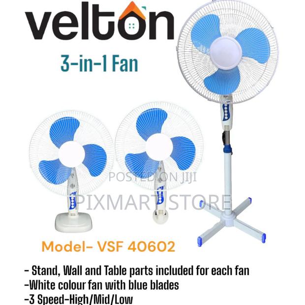 Fan! Velton 3-in-1 Wall, Table Standing Fan – Multi-Style Cooling