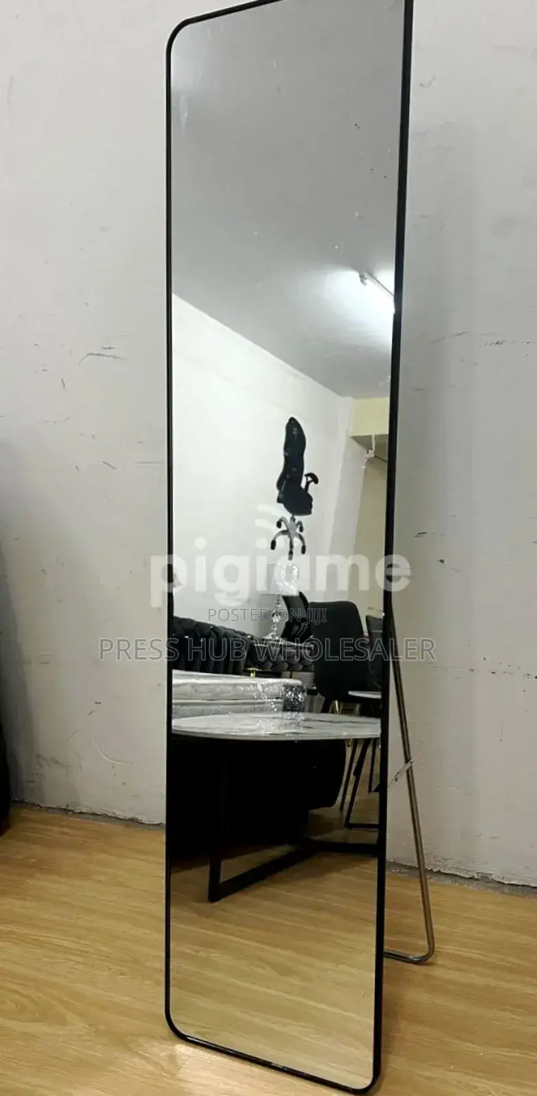 Black-Framed, Full-Length Standing Dressing Mirror. "