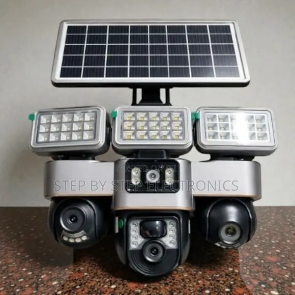 Cloud Storage Support 12mp 4g PTZ 3-Lens Camera With Solar Flood Light