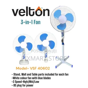 Velton 3-in-1 Fan With Standing, Wall and Table Fans