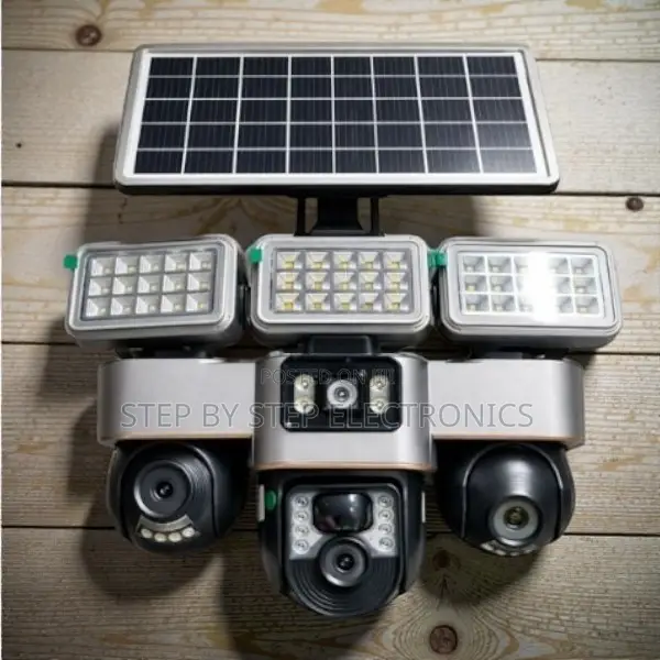 Easy Installation 12mp 4g PTZ 3 Lens Camera With Solar Flood Light