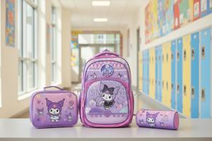 Music Cat Themed 3-Piece School Bag Set for Kids | Waterproof Backpack