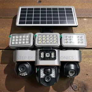 High Quality 12mp 4g PTZ Rotating 3 Lens Camera With Solar Flood Light