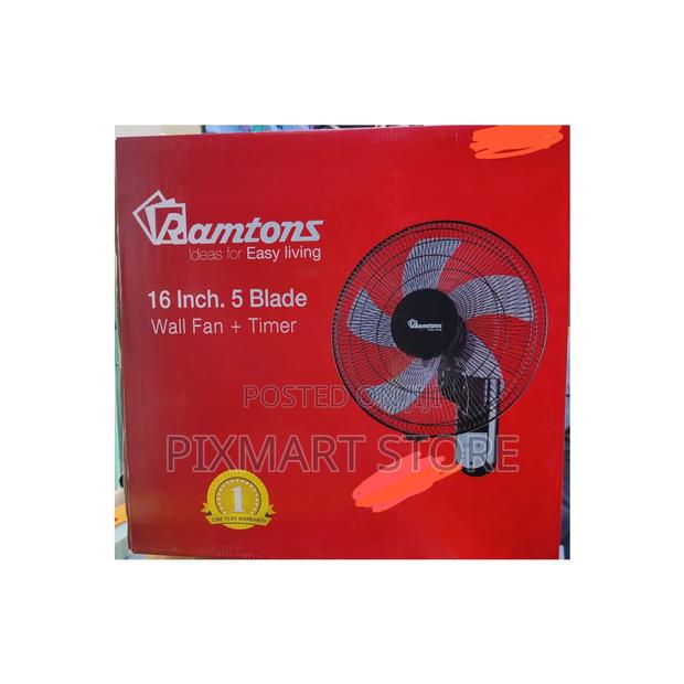 Ramtons 16′′ Wall Fan – 5 Blades, No Remote, High Airflow