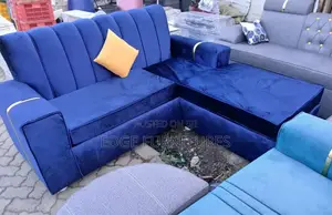 Blue Mini L Shaped Sofa Set for Sale