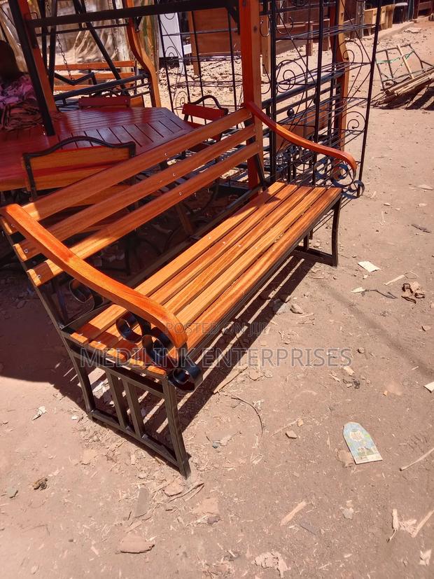Bench With Armrest Both Wooden and Metallic - main view