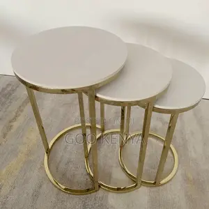 Home Table Set; Contemporary Living Room Marble Top Tables – Set Of 3