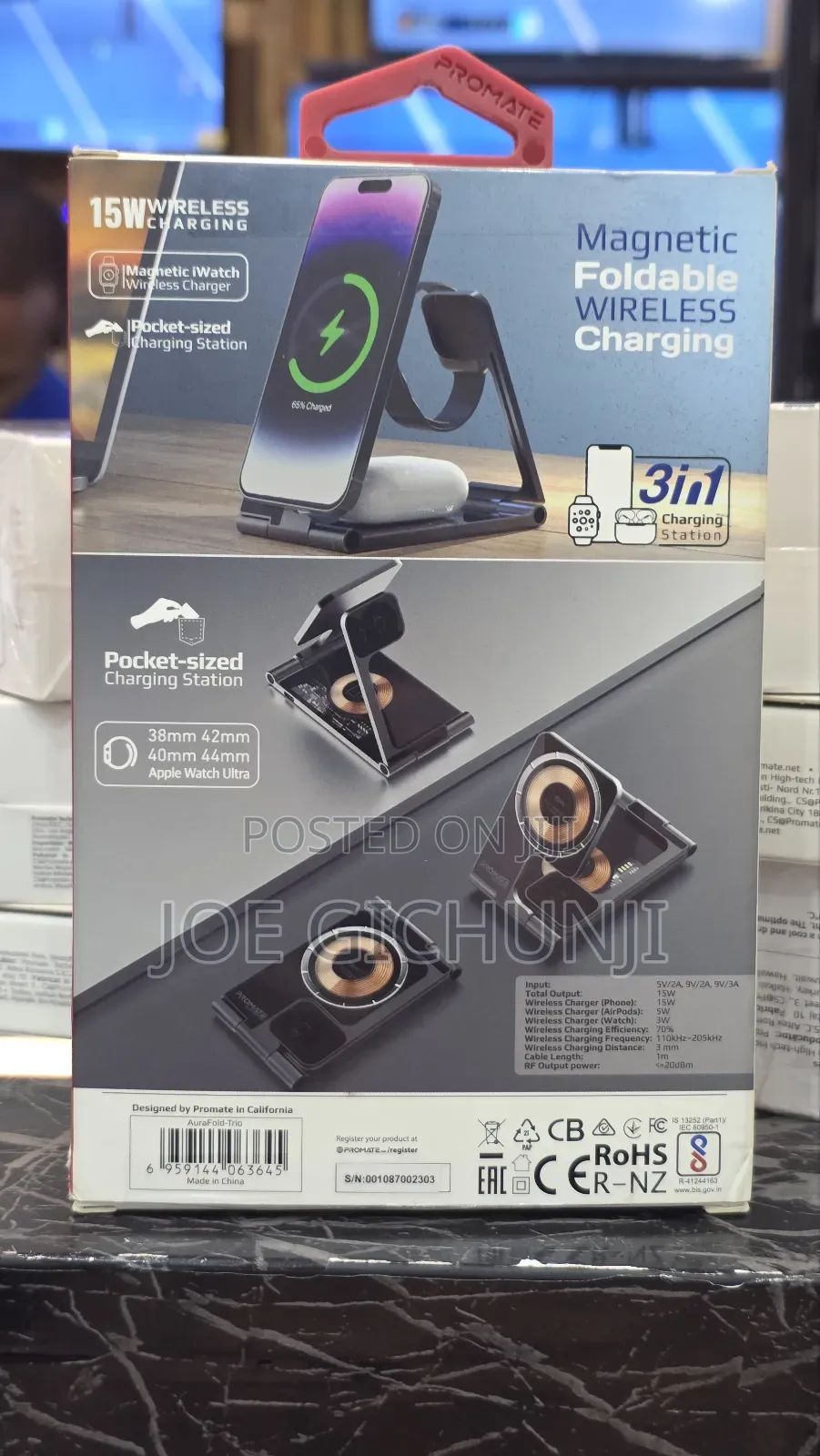 Promate 3-in-1 Ultra-slim Transparent Foldable 15w Magsafe