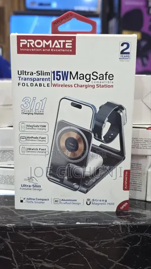 Promate 3-in-1 Ultra-slim Transparent Foldable 15w Magsafe