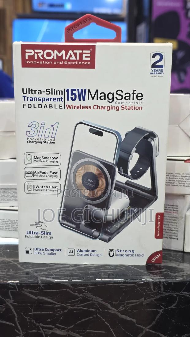 Promate 3-in-1 Ultra-slim Transparent Foldable 15w Magsafe
