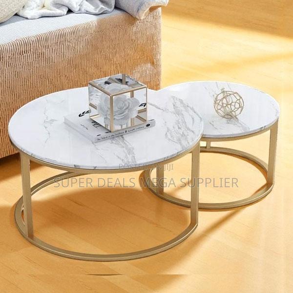 Glam Marble Coffee Table Set With Gold Metal Base for Lounge