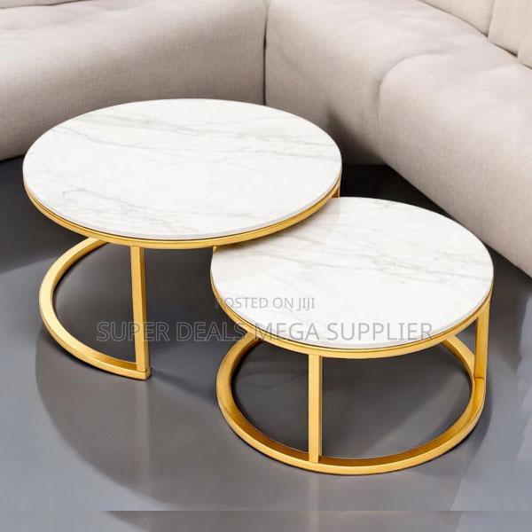 Luxury White Marble Small and Large Round Nesting Coffee Table Set
