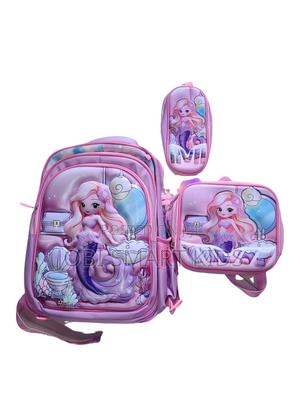 Mermaid-Themed 3-Piece School Bag Set for Girls | Waterproof Backpack