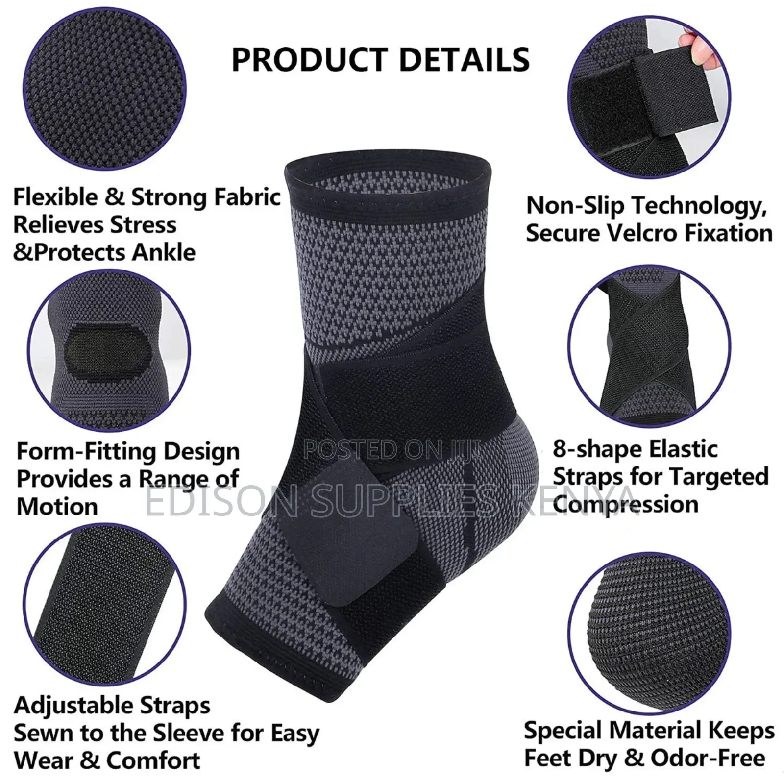 Ankle Brace, Compression Sleeve, Sports Ankle Brace, Pain Relief Wrap
