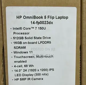 New Laptop HP OmniBook 5 Flip 16GB Intel Core i7 SSD 512GB