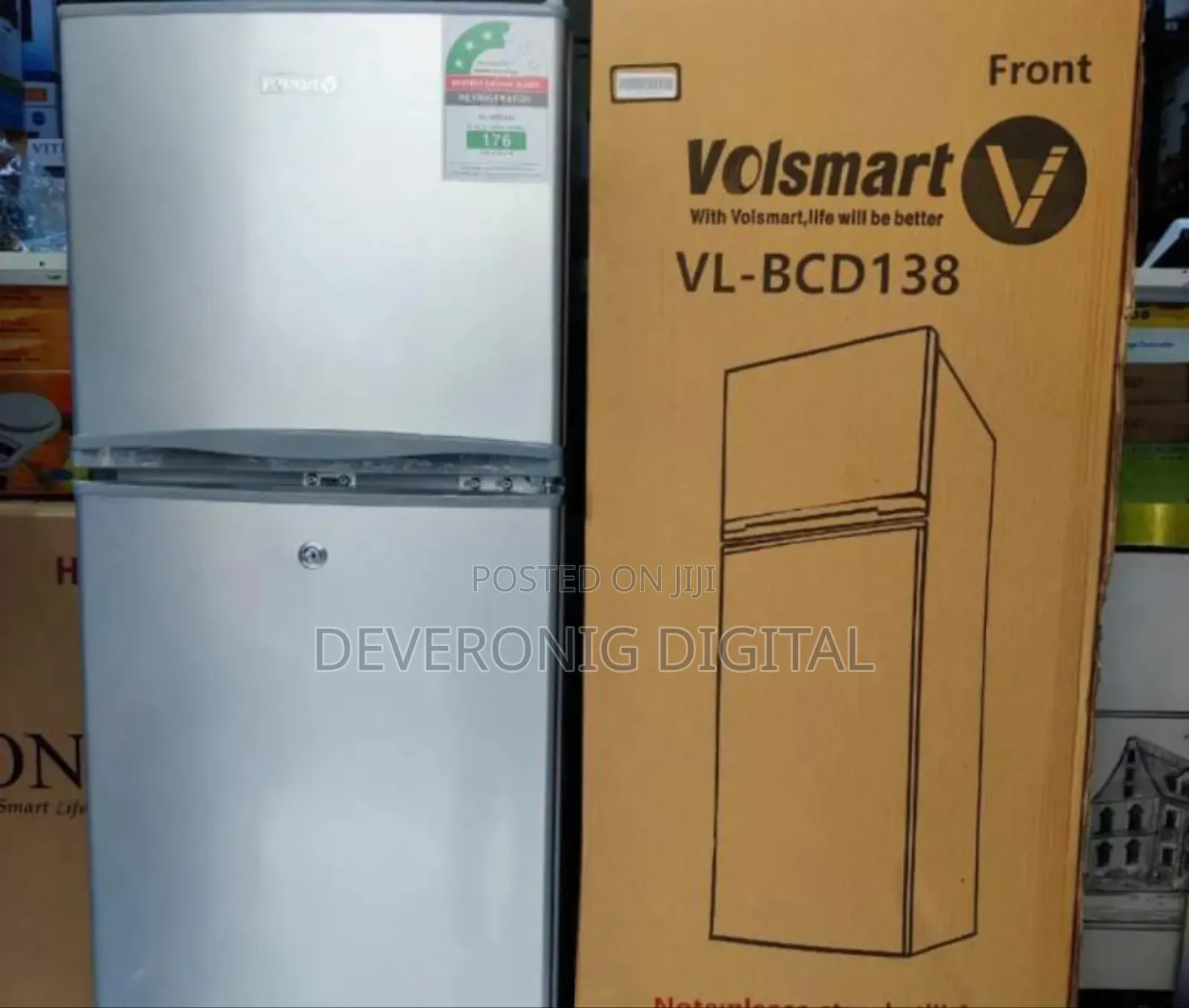 *Volsmart 138litres Double Door Fridge