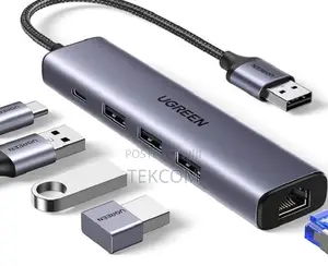 Ugreen Usb3.0 To 3×Usb3.0 +Rj45 (1000m) Ethernet Adapter Type-c