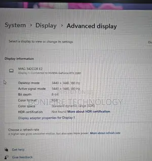 Msi Mag 342cqr E2
34 Inch Gaming Monitor 
Uwqhd(3440*1440)
180hz