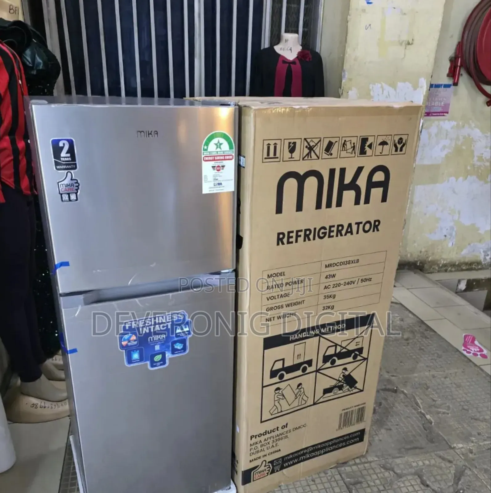 Mika Fridge Double Door 138litres
