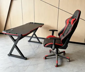 1.2m Gaming Table With Lighting + Red Gaming Chair - Th