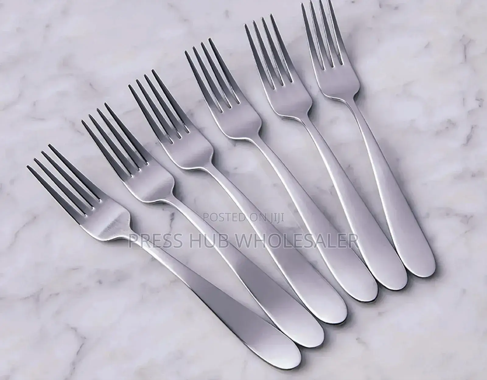 Six Heavy-Gauge Stainless Steel Dinner Forks. * 