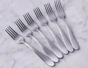 Six Heavy-Gauge Stainless Steel Dinner Forks. * 