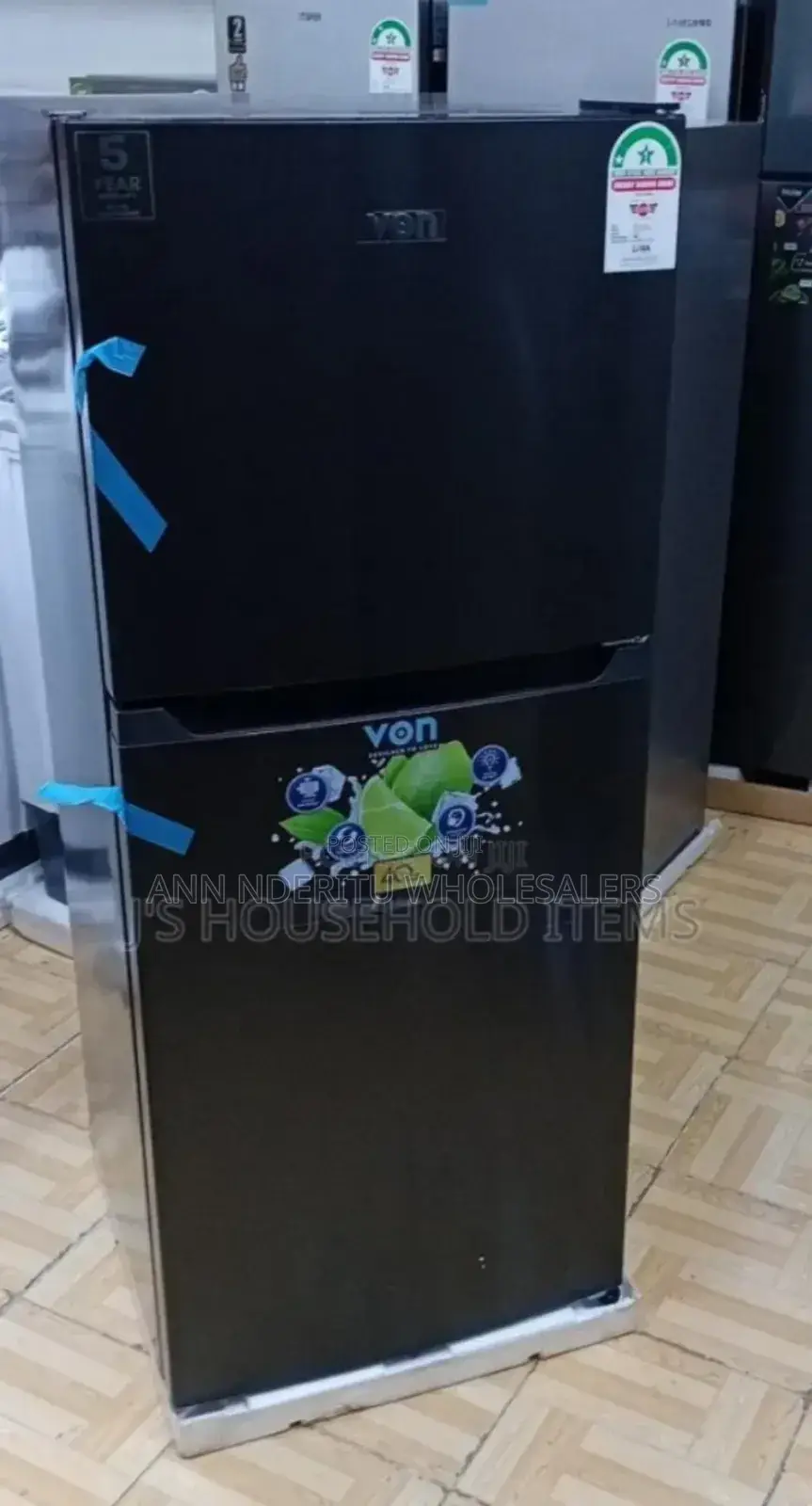 Colour Black. Von#Von 181l Fridge