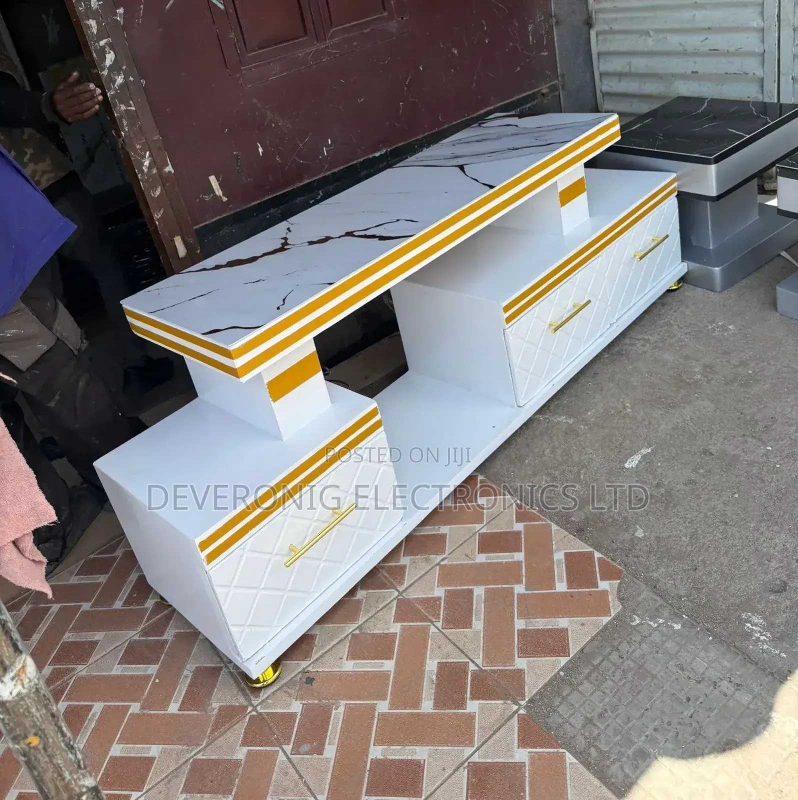 Executive Tv Stand With Marble Coating and Light at 8500