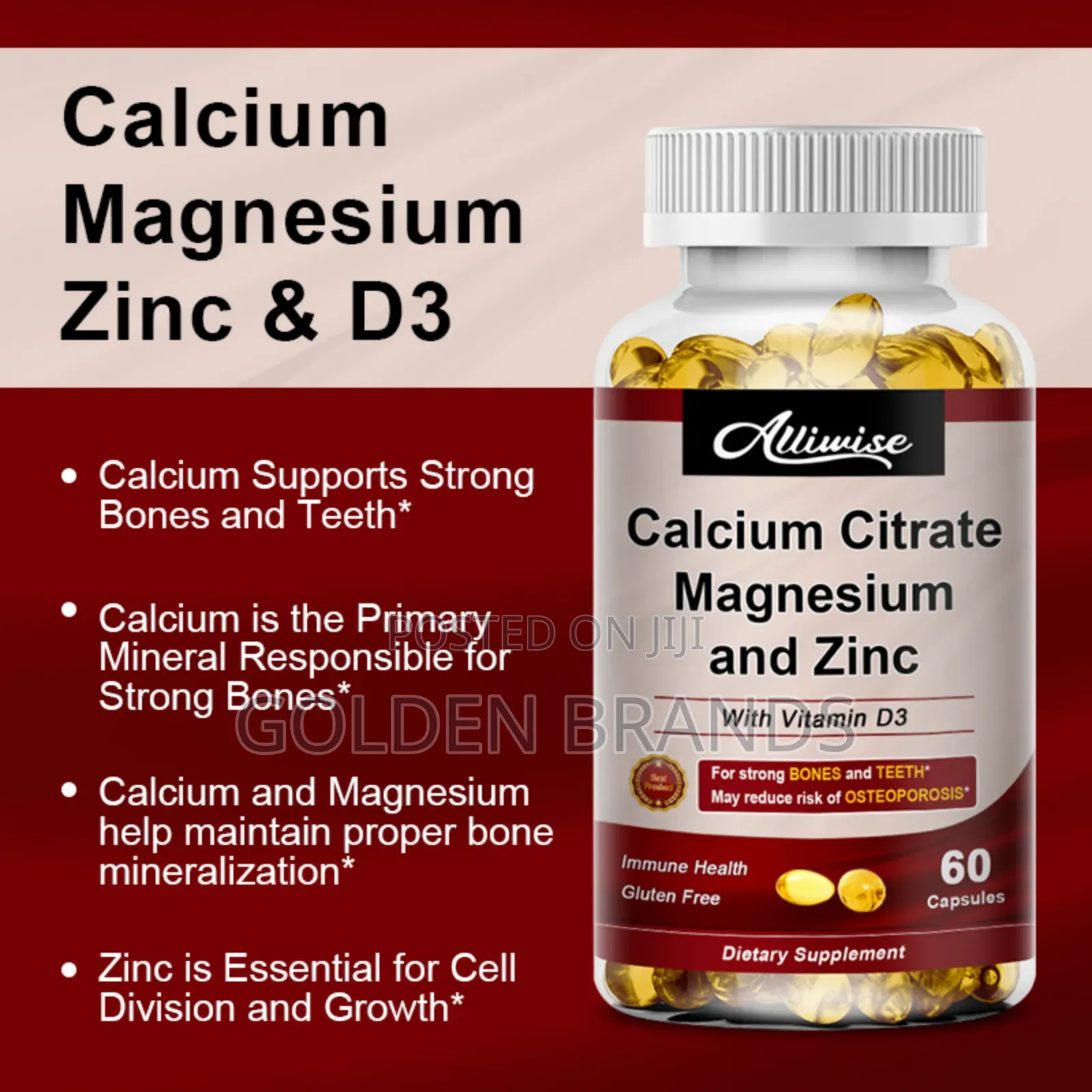 Calcium Magnesium Zinc + D3 for Strong Bones, Nerves Blood Pressure