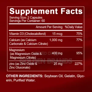 Calcium Magnesium Zinc + D3 for Strong Bones, Nerves Blood Pressure