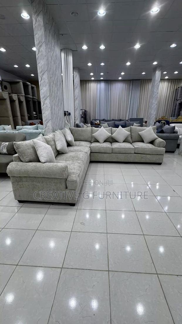 Trendy Fabric L-Sofa Set - main view