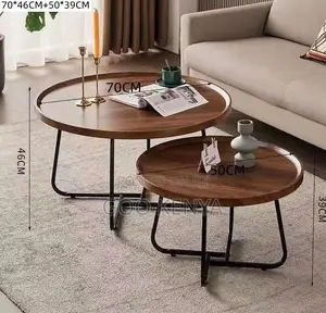 Home Table Set; Elegant Round Wooden Nesting Table Set For Coffee