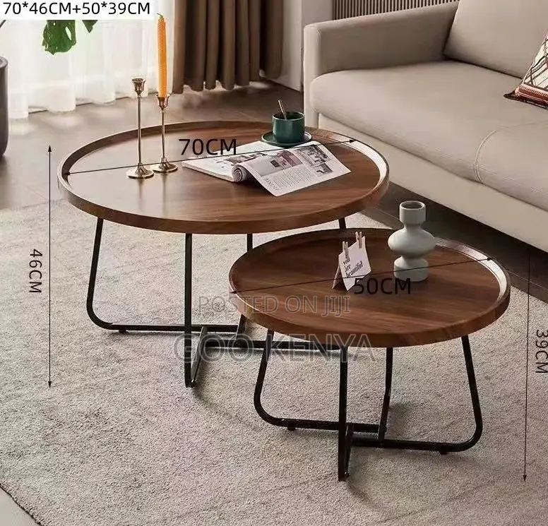 Home Table Set; Elegant Round Wooden Nesting Table Set For Coffee