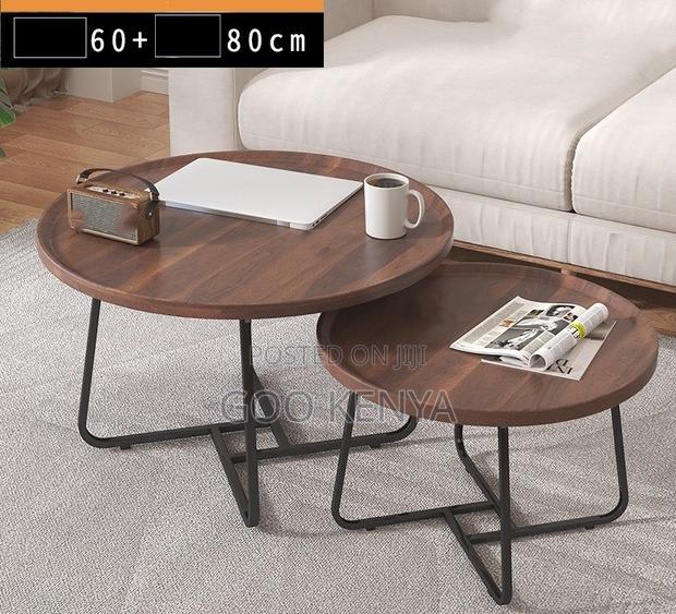 Home Table Set; Elegant Round Wooden Nesting Table Set For Coffee - thumbnail 2