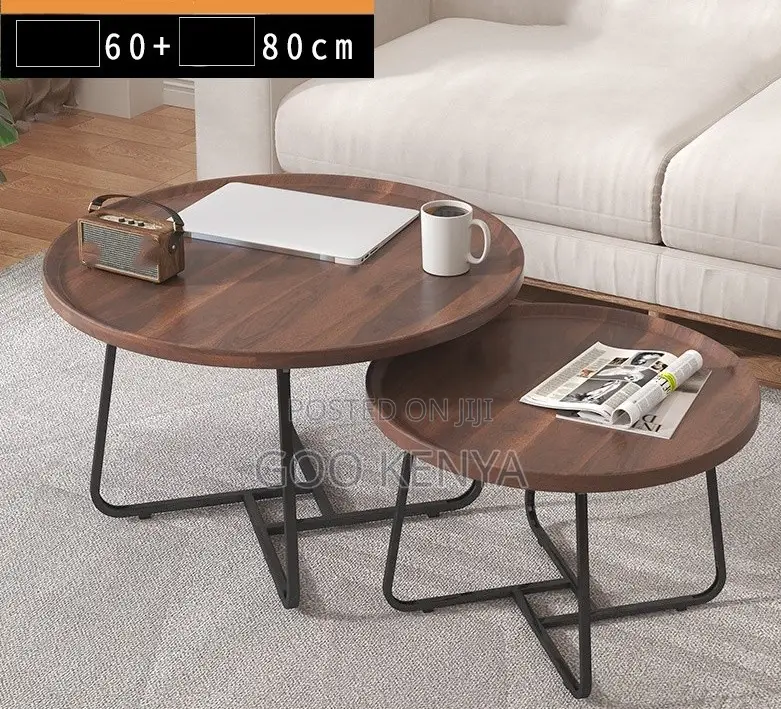 Home Table Set; Elegant Round Wooden Nesting Table Set For Coffee