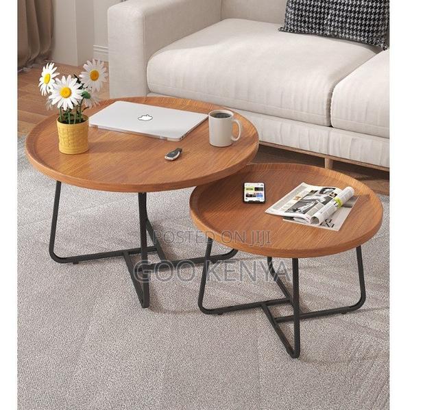 Home Table Set; Elegant Round Wooden Nesting Table Set For Coffee - thumbnail 3