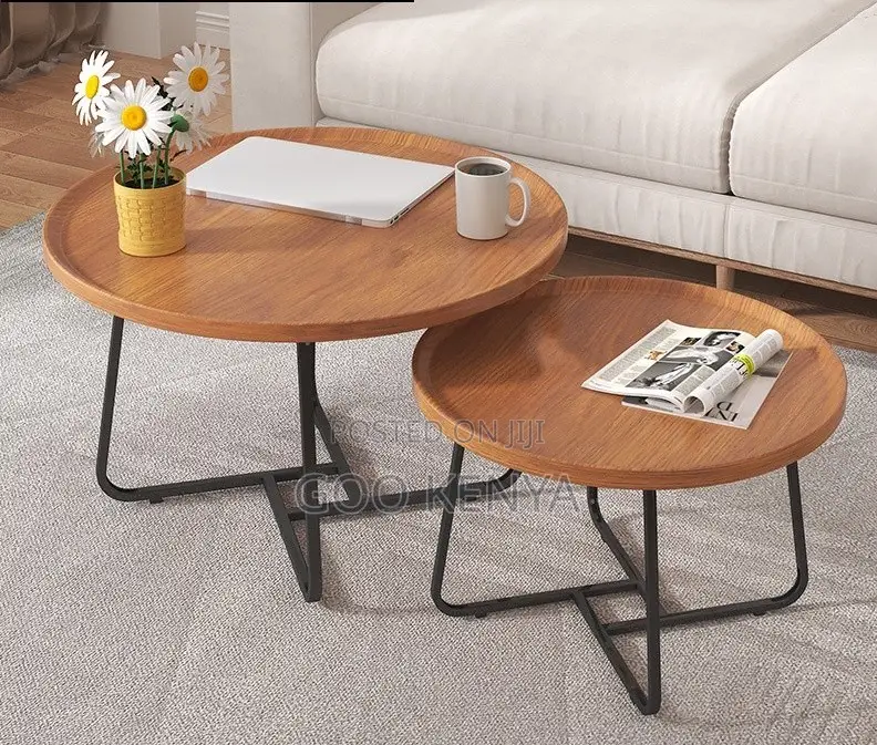 Home Table Set; Elegant Round Wooden Nesting Table Set For Coffee