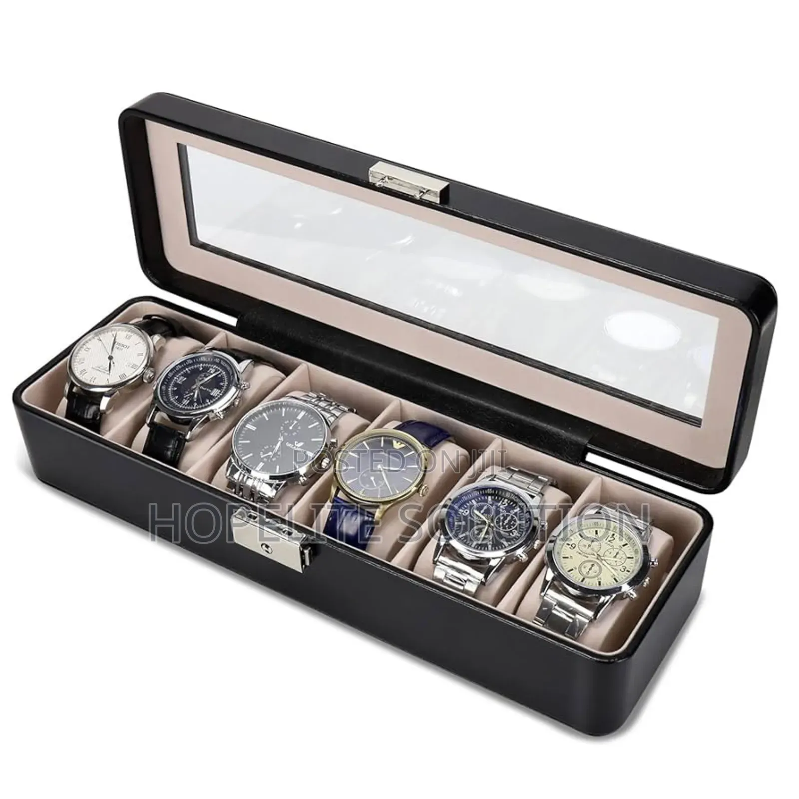 Soft Leather 6 Watch Box Organizer