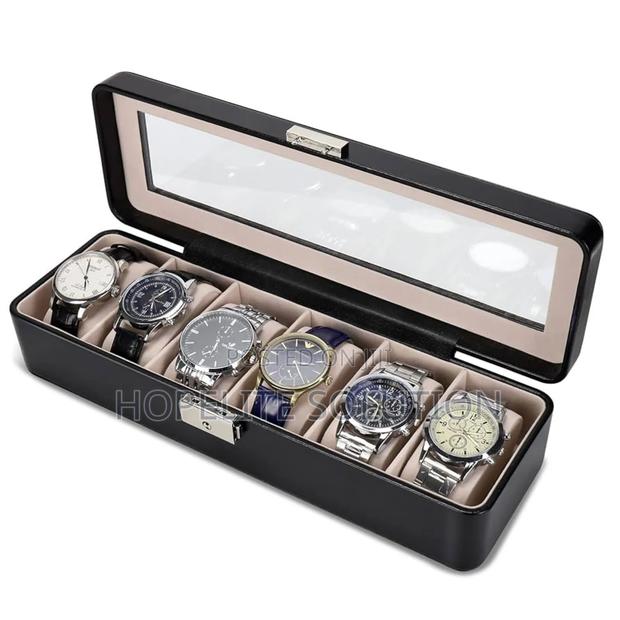 Soft Leather 6 Watch Box Organizer