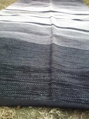 Black White and Grey Stripes Pure Cotton Rug 90 by 150cm