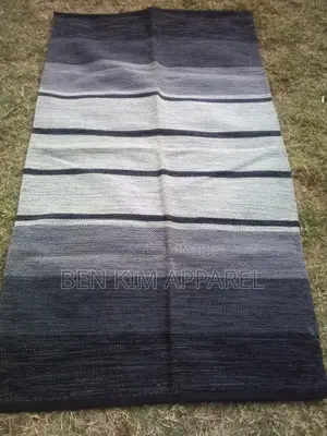 Black White and Grey Stripes Pure Cotton Rug 90 by 150cm