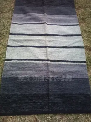 Black White and Grey Stripes Pure Cotton Rug 90 by 150cm