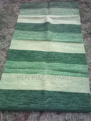 Light and Dark Green Stripes Cotton Rugs 120 by 180cm