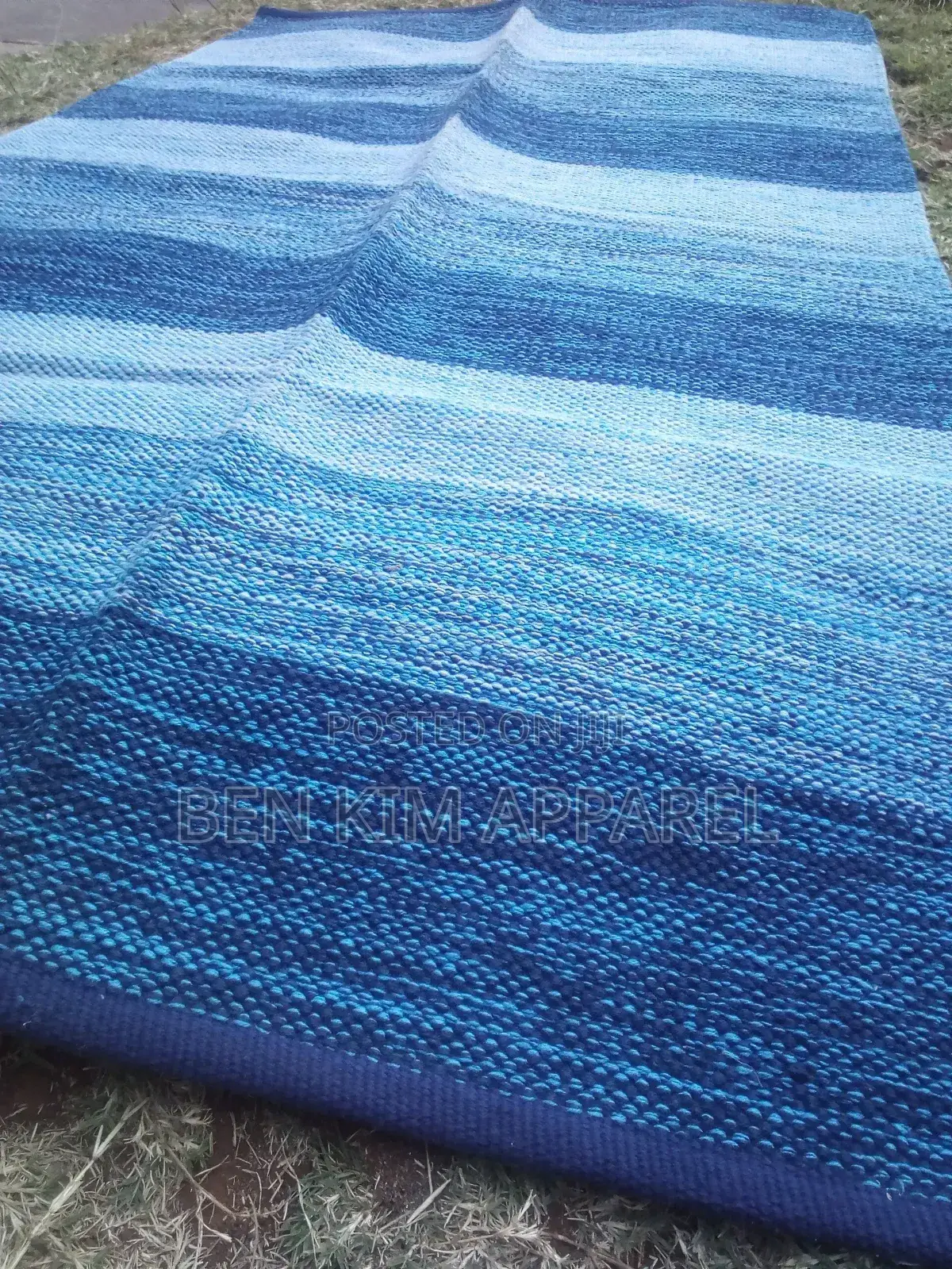 Light and Dark Blue Stripes Pure Cotton Rugs 120cm by 180cm
