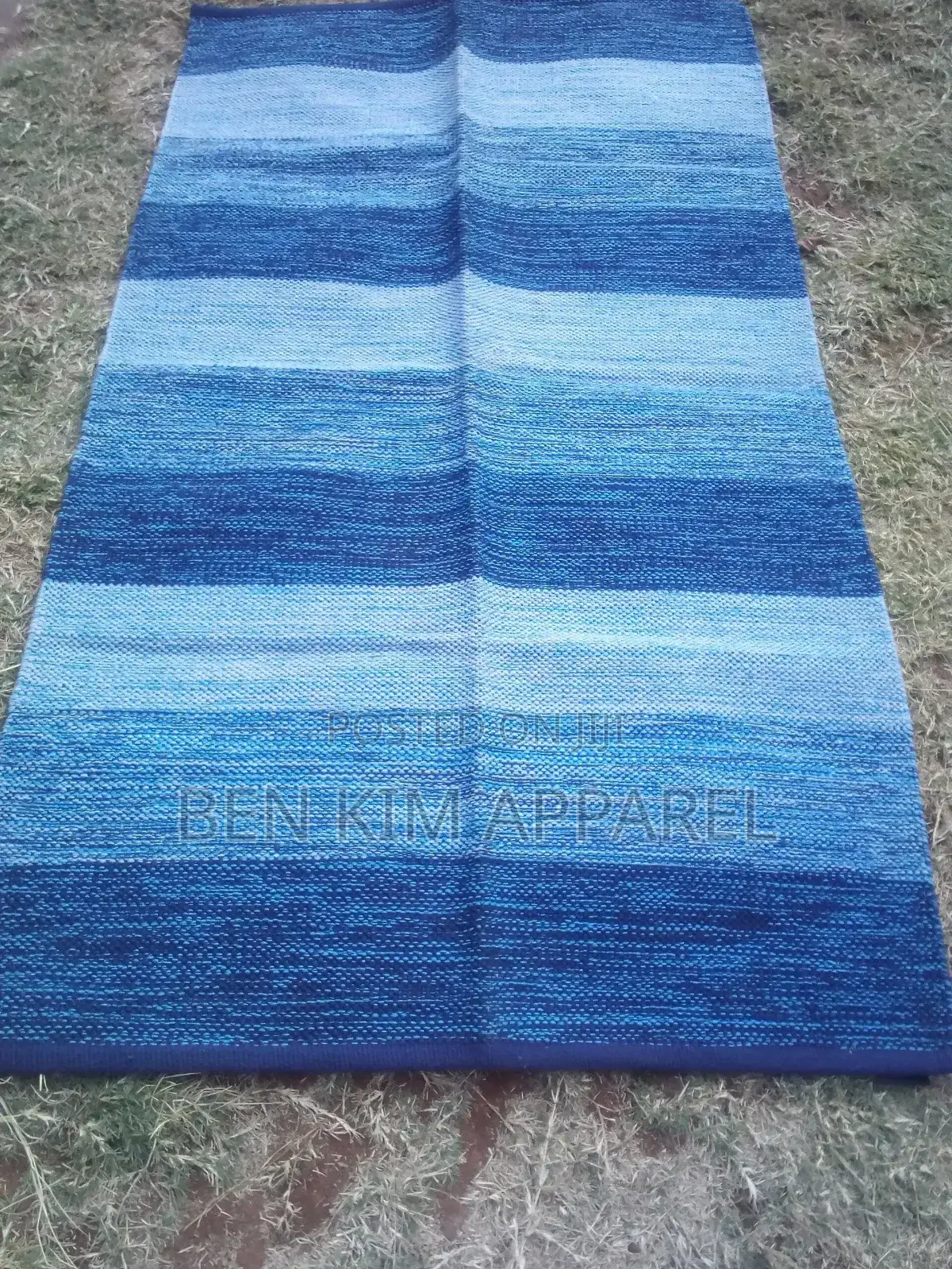 Light and Dark Blue Stripes Pure Cotton Rugs 120cm by 180cm