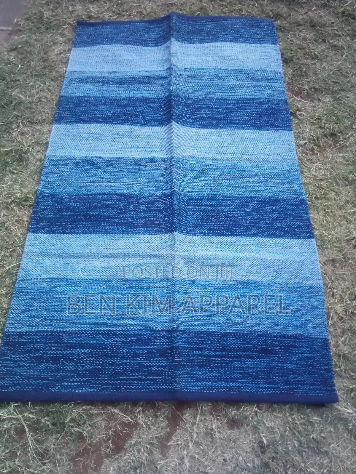 Light and Dark Blue Stripes Pure Cotton Rugs 120cm by 180cm