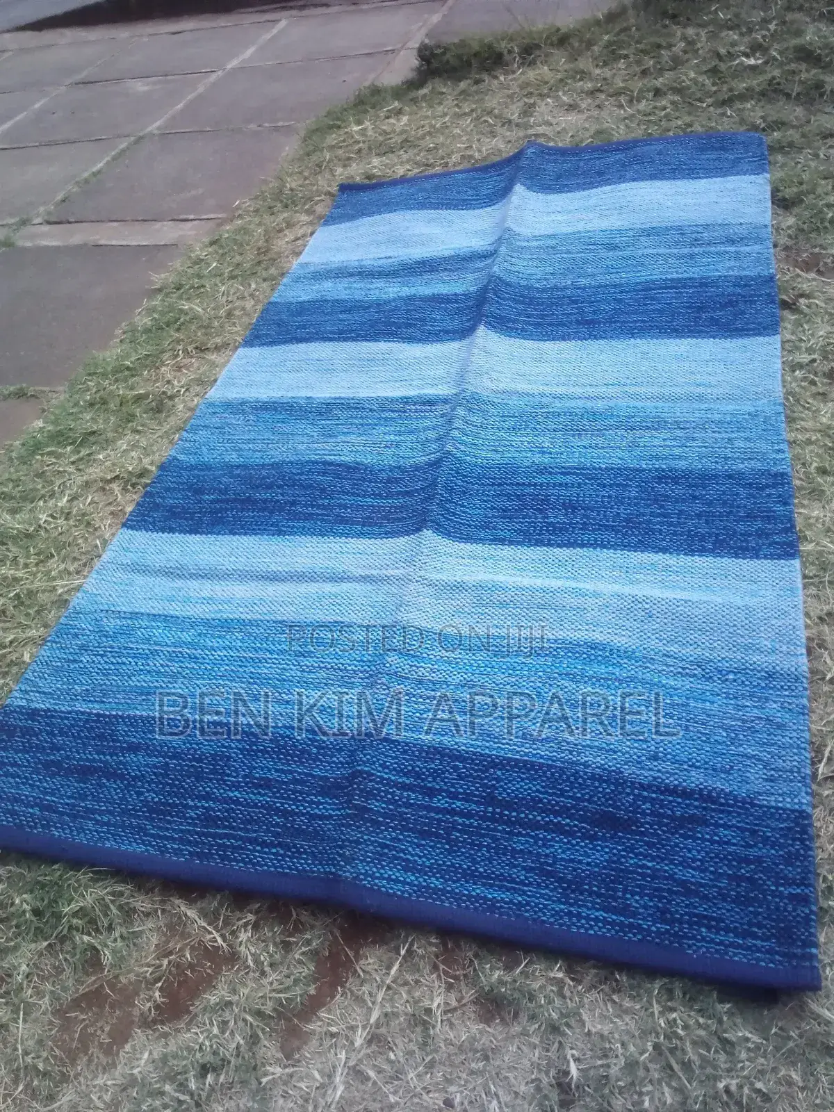 Light and Dark Blue Stripes Pure Cotton Rugs 120cm by 180cm