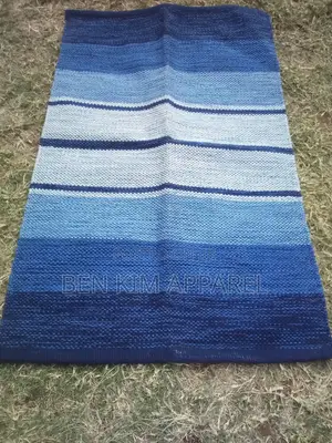 Light Blue Stripes With White Pure Cotton Rug 90cms by 150cm