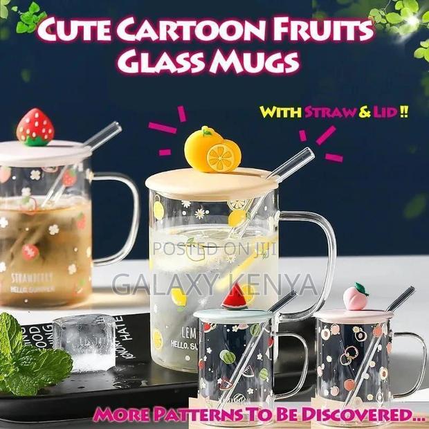 Fruit Style Cartoon Transparent Glass Cup With Straw - thumbnail 5