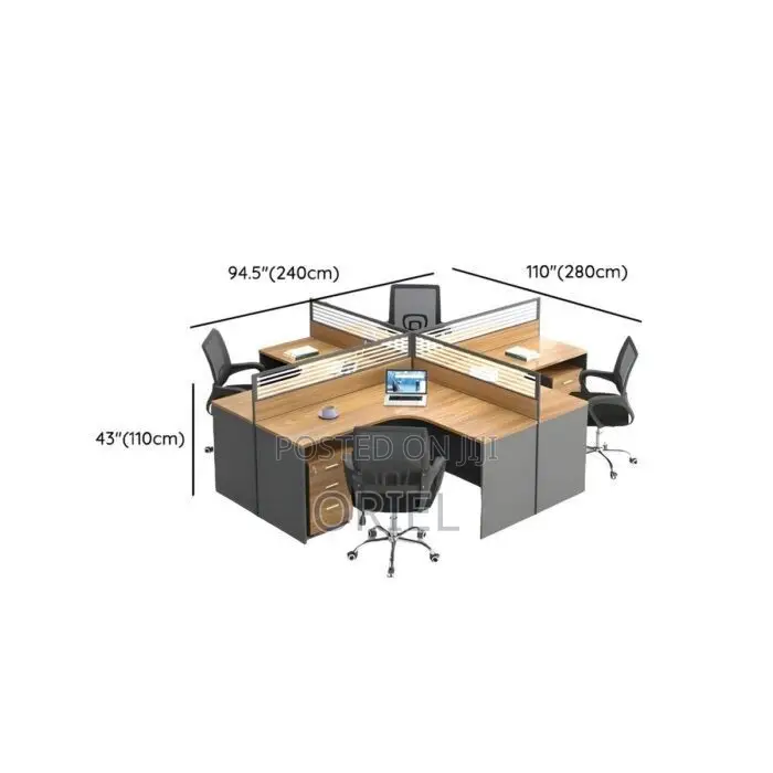 Office Workstation : 4-Way Curved Office Workstation